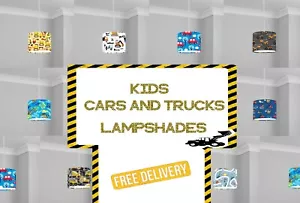 Niños Lámpara Camiones Coches Constructores Excavadora Dormitorio Niños Lightshade 20CM X 18.5CM - Imagen 1 de 9