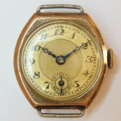 Antike mechanische Uhr Damenuhr vergoldet dezentrale Sekunde Walzgold-Double - Bild 1 von 4
