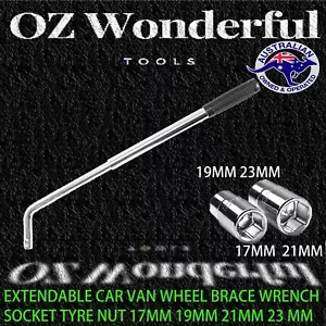 EXTENDABLE TELESCOPIC WHEEL BRACE WRENCH SOCKET NUTS SPANNER SET 17/19mm-21/23mm - Picture 1 of 4