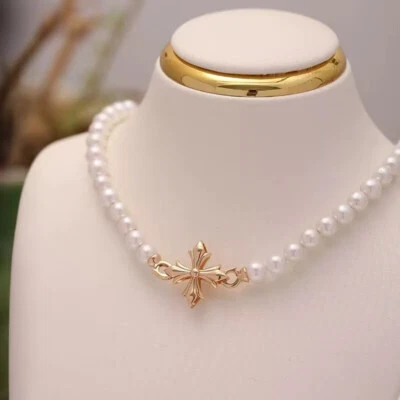 CLASSIC 8-9mm south sea round white pearl necklace 18inch 925s - Image 1 of 3