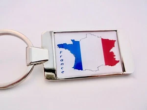 FRANCE FRENCH FLAG MAP BADGE KEYRING KEY FOB BOTTLE OPENER CHAIN GIFT - Picture 1 of 7
