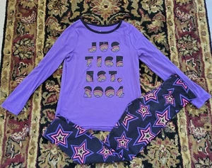 JUSTICE GIRLS SIZE 14 Purple Rainbow Glitter top and Star leggings Size 14 NWT - Picture 1 of 5