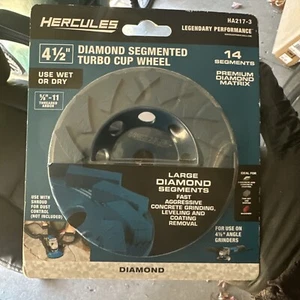 Hercules HA217-3 4-1/2" Diamond Segmented Turbo Cup Wheel 14 Segments Wet/Dry - Picture 1 of 2