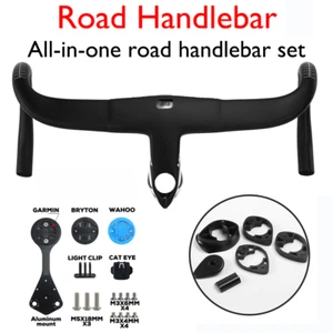 380 400 420 440mm Carbon Fiber Aero Road Bike Integrated Handlebar with Mount - Picture 1 of 19