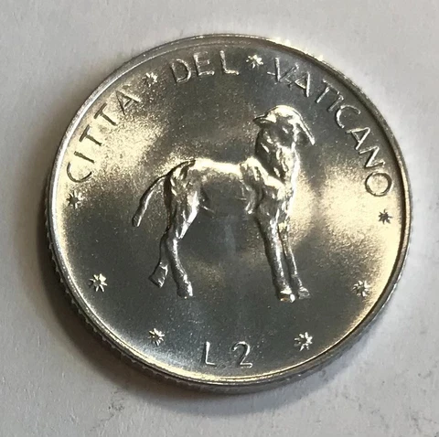 Vatican 2 Lire 1977 - Lamb of God - Pope Paul VI - Uncirculated Cover