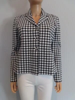 Christian Dior Black/White Check Blazer Size F 38/US 6 - Image 1 of 4