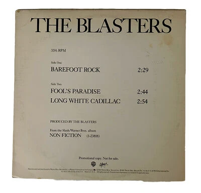 THE BLASTERS Promo Vinyl Barefoot Rock / Long White Cadillac Slash Records Rock - Image 1 of 4