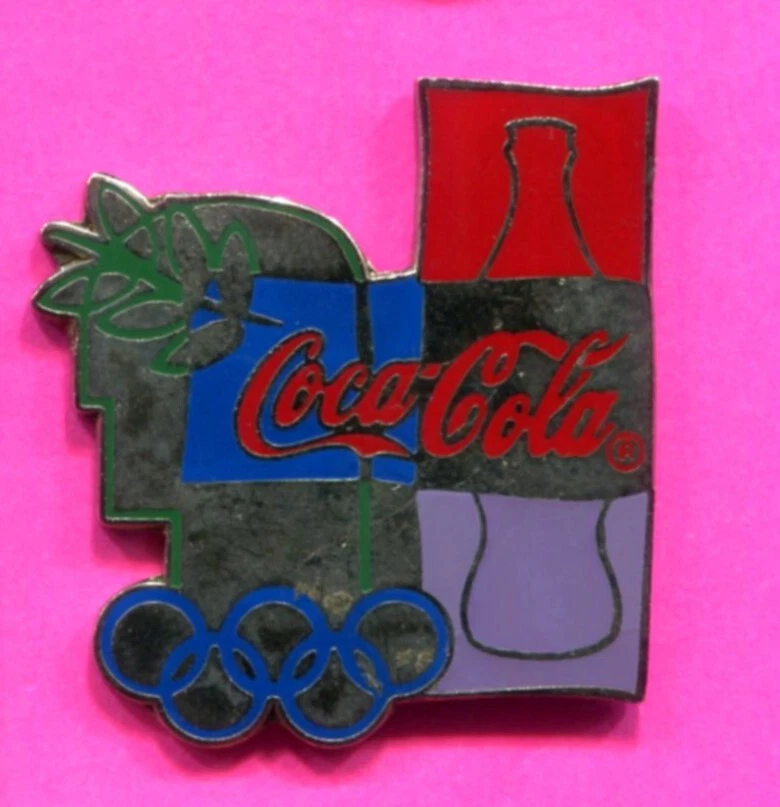 1996 OLYMPIC COCA COLA PIN SILVER PURPLE & RED LARGE PIN - Image 1 of 1