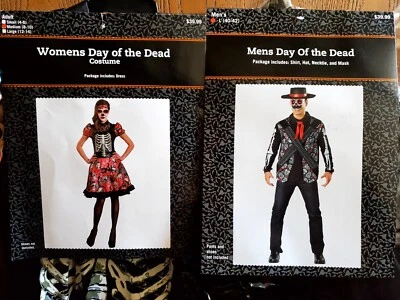 NIP Day of the Dead Couples Costumes Men's Large shirt Women's Medium Dress New - Image 1 of 4