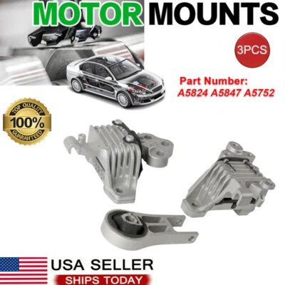 Motor & Trans Mount 3PCS For 14-19 Jeep Cherokee 3.2L/15-17 Chrysler 200 3.6L AT Foto 1 de 4
