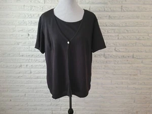 Liz Baker Womens Top 1X Plus Pullover Black Polyester Stretchy Knit Office - Picture 1 of 7