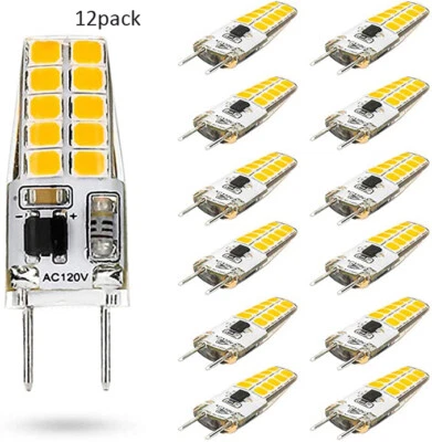 12x G8 LED Bulb Dimmable 3W T4 Equal to 20W-25W G8 Halogen Bulb Warm White 3000K - Image 1 of 4