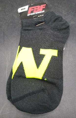 Washington Huskies NCAA Socks Medium 5-10 SOCKS No Show Socks Black With Neon W Cover