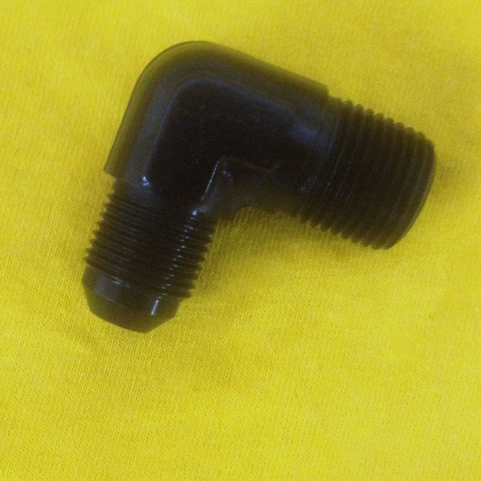 90 Degree Adapter 10 an to 1/2 npt Fitting Black Foto 1 de 4