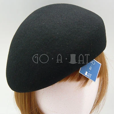 VINTAGE Wool Felt Women Pillbox Cadet Ladies Beret Cloche Hat | 57cm | Black Red - Image 1 of 4