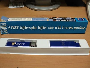 Set of Two Merit Cigarette Lighters and Lighter case - Picture 1 of 4
