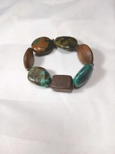 Natural Turquise & Multicolor Stones Elastic Bracelet - Picture 1 of 2