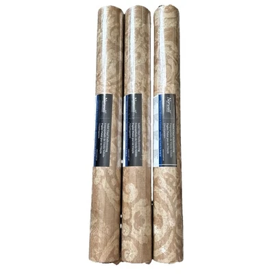 NUEVO PAPEL PINTADO PARA REVESTIMIENTO DE PARED DE VINILO NORWALL 3 ROLLOS PREPEGADOS Dorado Bronce Foto 1 de 4