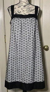 Ann Taylor LOFT Circles Floral Straps Lined Dress 14 Black White NWT - Picture 1 of 5