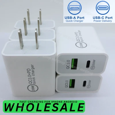 USB-C 20W Fast Charger Block PD Cube Lot For iPhone 17 16 15 14 13 12 11 XR 8 6 - Image 1 of 4