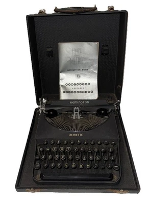Máquina de escribir portátil Remington Remette 1941 de colección estuche negro instrucciones funcionando Foto 1 de 4