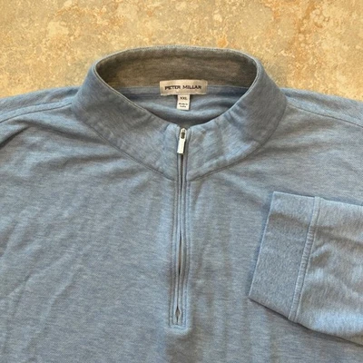 Peter Millar Mens XXL Blue Quarter Zip Pullover Long Sleeve Sweater Golf Preppy - Image 1 of 4