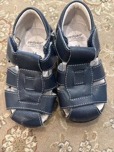 Pediped Boys Navy Blue Fisherman Sandal Size 24 (US 7.5/8) With Hook & Loop - Picture 1 of 5