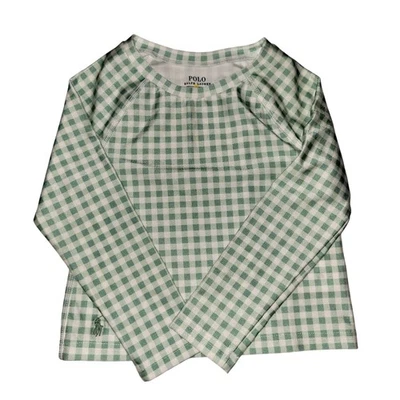 Polo Ralph Lauren Rash Guard Shirt Toddler 3T Green Gingham Long Sleeve Swim - Image 1 of 4