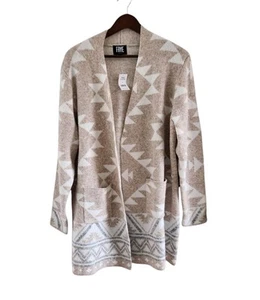 FRYE Tan Aztec Print Open Front Cardigan Size XL NWT Womens - Picture 1 of 7