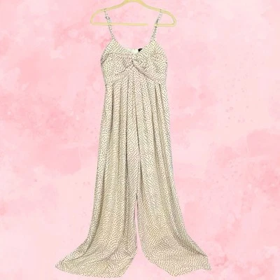 Mono Lulus Mujer Mediano Marfil Lunares Pierna Ancha Suelto Novia Romántico Foto 1 de 4