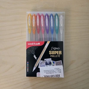UniBall Signo Super Sparkling Colors Pens - Pack of 8 Glitter Gel Pens - Picture 1 of 12