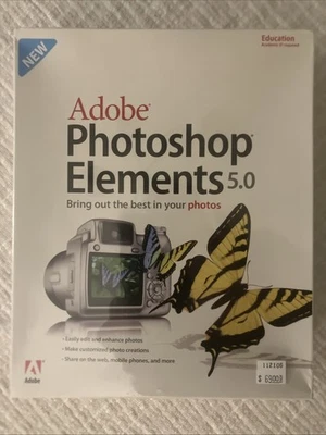 Adobe Photoshop Elements 5.0 Software - Photo Editor Win XP PC CD - Image 1 of 2