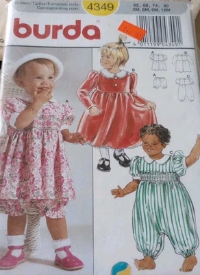 Burda # 4349 Baby Toddler Child Infants Girl Dress Jumper PATTERN 3,6,9,12 Month - Image 1 of 4