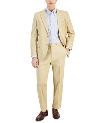 Traje de 2 piezas Nautica para hombre ajuste moderno 38 R / 32 cintura beige caqui algodón elástico Foto 1 de 3