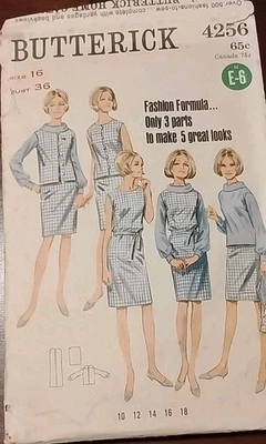 Butterick 4256 Misses' Dress Blouse Vest Jacket Sewing Pattern Size 16  - Image 1 of 2