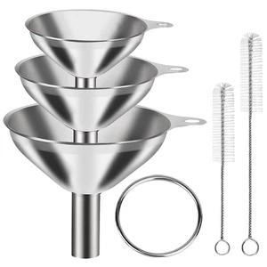Juego de 3 embudos para uso de cocina 6 piezas de acero inoxidable mini grande pequeño embudo pequeño - Imagen 1 de 12