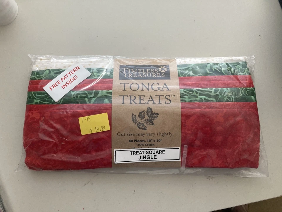 Tonga Treats Jingle Red/Green Christmas 10" Layer Cake Squares, 40 pcs - Image 1 of 1