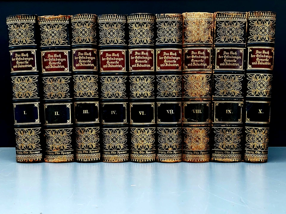 Das Buch der Erfindungen Gewerbe+Industrien in 9 von 10 Bänden   HALBLEDER - Bild 1 von 4