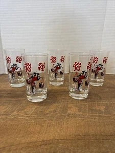 Juego de 5 vasos MCM asiáticos japoneses rojos blancos y negros años 60 - Imagen 1 de 8