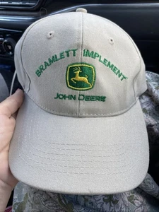 John Deere Hat Bramlett Implement Stephenville TX Tractor Cap Tan Logo Farm - Picture 1 of 4