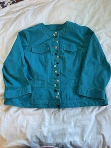Heart Of Palms Women's Jacket Snap Close Pockets Embellished Beads Size 18 - Picture 1 of 6