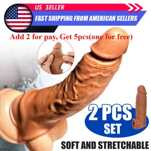 2PCS Cock-Girth-Enlarger-Enhancer-Penis-Extension-Extender Sheath-Dick-Sleeve - Picture 1 of 12
