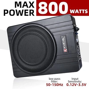 Kit de subwoofer y amplificador de 10" 800w delgado bajo asiento activo para automóvil/camión - Imagen 1 de 9