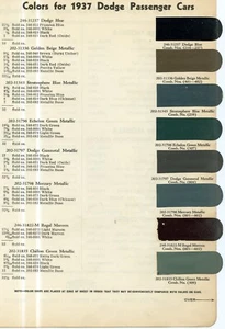 Tabla de colores de virutas de pintura originales DU PONT 37 autos de pasajeros Dodge 1937 - Imagen 1 de 3