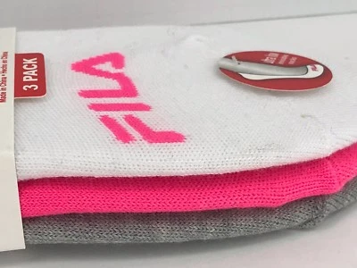 Meias esportivas femininas FILA marca branca rosa cinza não mostradas - Pacote com 3 - $24 MSRP - Imagem 1 de 4