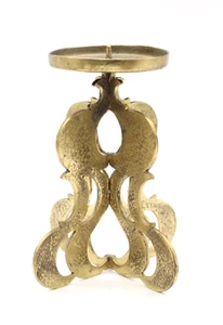Gallo Brutalist Candelabro Candelabro 1,5 Kg. Latón Vintage antiguo H 23 cm - Imagen 1 de 4