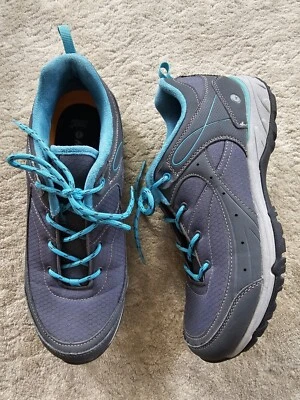 Hi-Tec Equilibrio Bijou Hiking Shoe Wmn 9.5 Gray Teal EUC Walking Trail Low Boot - Image 1 of 4