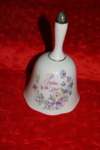 To Mother with Love Norcrest Flowers Souvenir Bell Gold Trim Fast Shipping - Picture 1 of 9