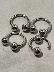 Horseshoe Earrings Surgical Steel 14g 5mm BALLS SET OF 2 - Picture 1 of 2