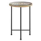 Round Outdoor Table Garden Patio Dining Side Coffee Tempered Glass Steel Black